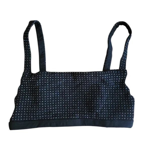 Luck & Trouble NWT Black Square Neck Flashy Glitter Dance Bralette Juniors Sz 6 - Picture 2 of 7